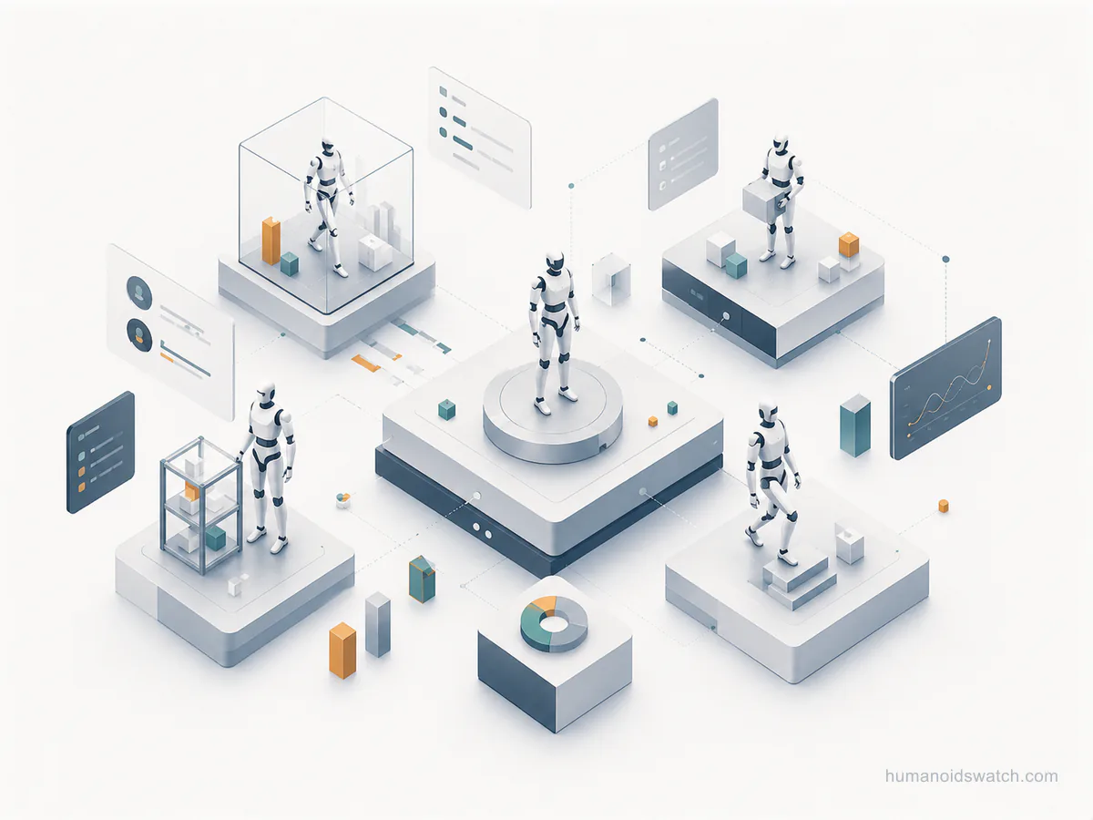 Industrial humanoid robot safety analysis illustration